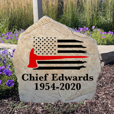 Fireman Flag Memorial Stone